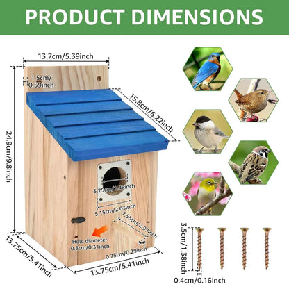 2Pcs Wooden Bird House Outdoor Weatherproof Parrot Bird Nest Breeding Sleeping Box Birdhouse Garden Patio Decorative