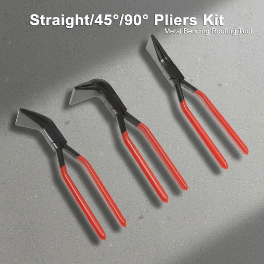 3PCS Bending Pliers Straight/45°/90° Pliers Kit Metal Bending Roofing Tool Sheet Metal Fabrication Tool for Utomotive Repair DIY