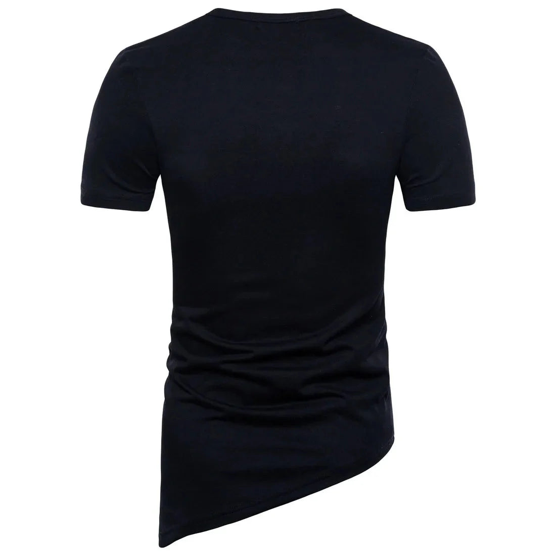 New2026 Men's Summer Short Sleeve T-shirts Trend Irregular Design Lace Up Solid Slim Tees Fashion Gothic Style Casual Shirts Men
