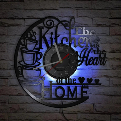 The Kitchen The Heart Of The Home Inspired Vinyl Record Clock Modern Design Vinyl Wall Watch Kitchen Decor Noiseless Timepieces