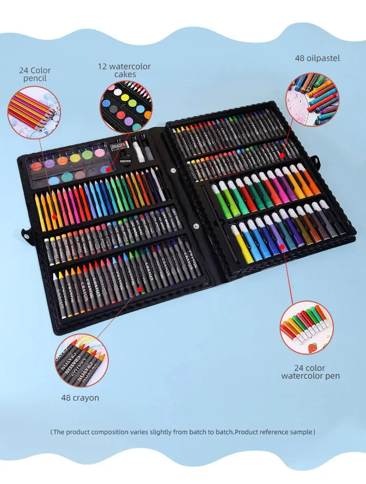 168pcs Office School Supplies Art drawing Set Oil Pastels Watercolor Markers Kids Painting Kit for Children Students School Gift