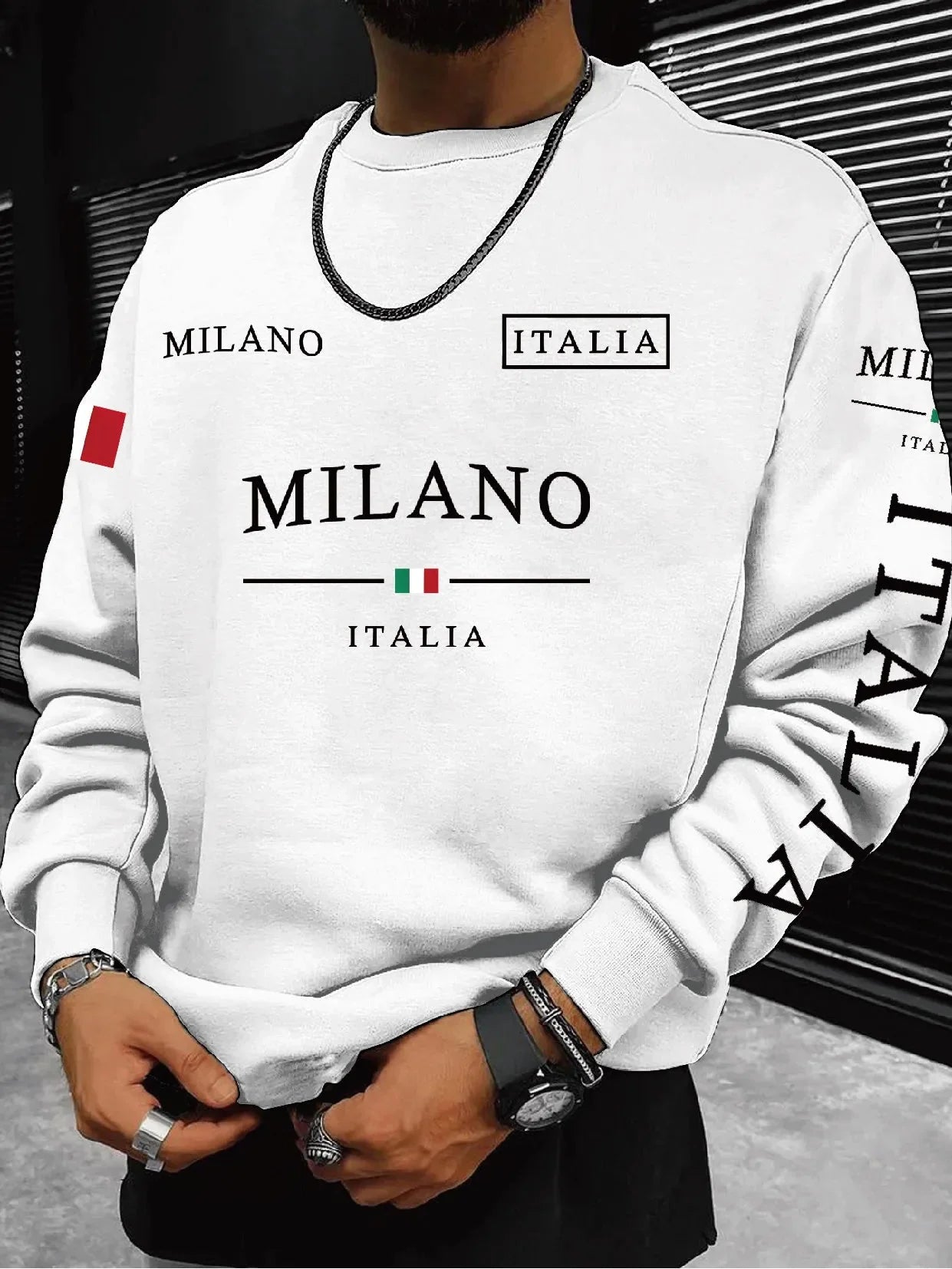 Men's 100% pure cotton summer loose comfortable casual  PARIS print large round neck long sleeve T-shirt top