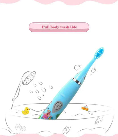 Children Electric Toothbrush USB Rechargeable Colorful Cartoon Brush Ultrasonic Smart Timer Soft Hair Tooth Brush Oral Cleaning