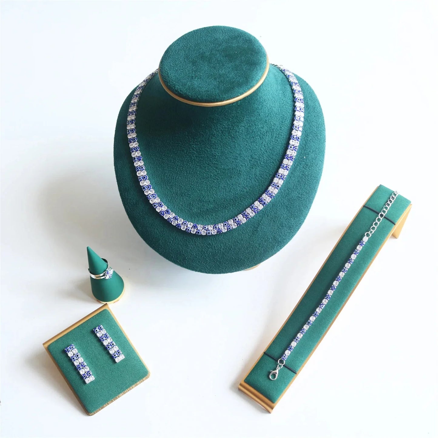 European Bridal Wedding Jewelry High Quality Earrings, Necklace, Bracelet Set, Evening Dress, Hundred Matching Accessories