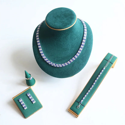 European Bridal Wedding Jewelry High Quality Earrings, Necklace, Bracelet Set, Evening Dress, Hundred Matching Accessories