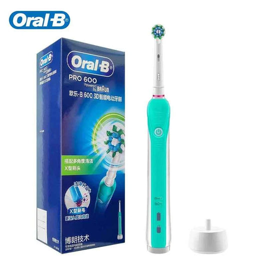 Oral B Pro600 Electric Toothbrush Rotation Oral Cleaning Teeth Whitening Cleaner Brush  2 Mins Timer Rechargeable Toothbrush