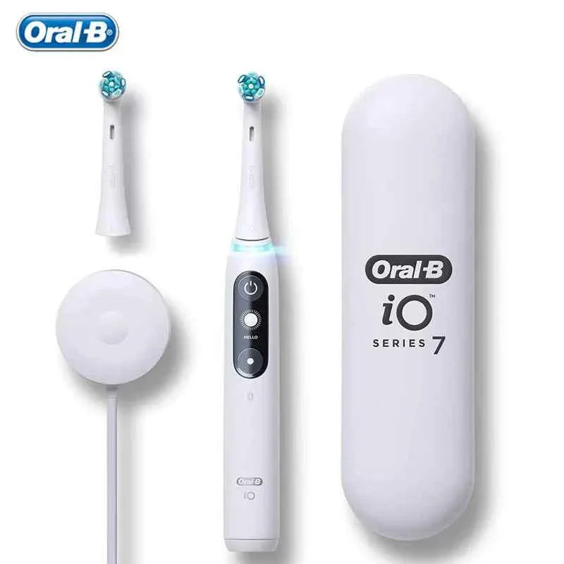Oral-B iO7 Smart Electric Toothbrush with 5 Cleaning Modes Magnetic Technology App Connected Handle with Brush Head Travel Case
