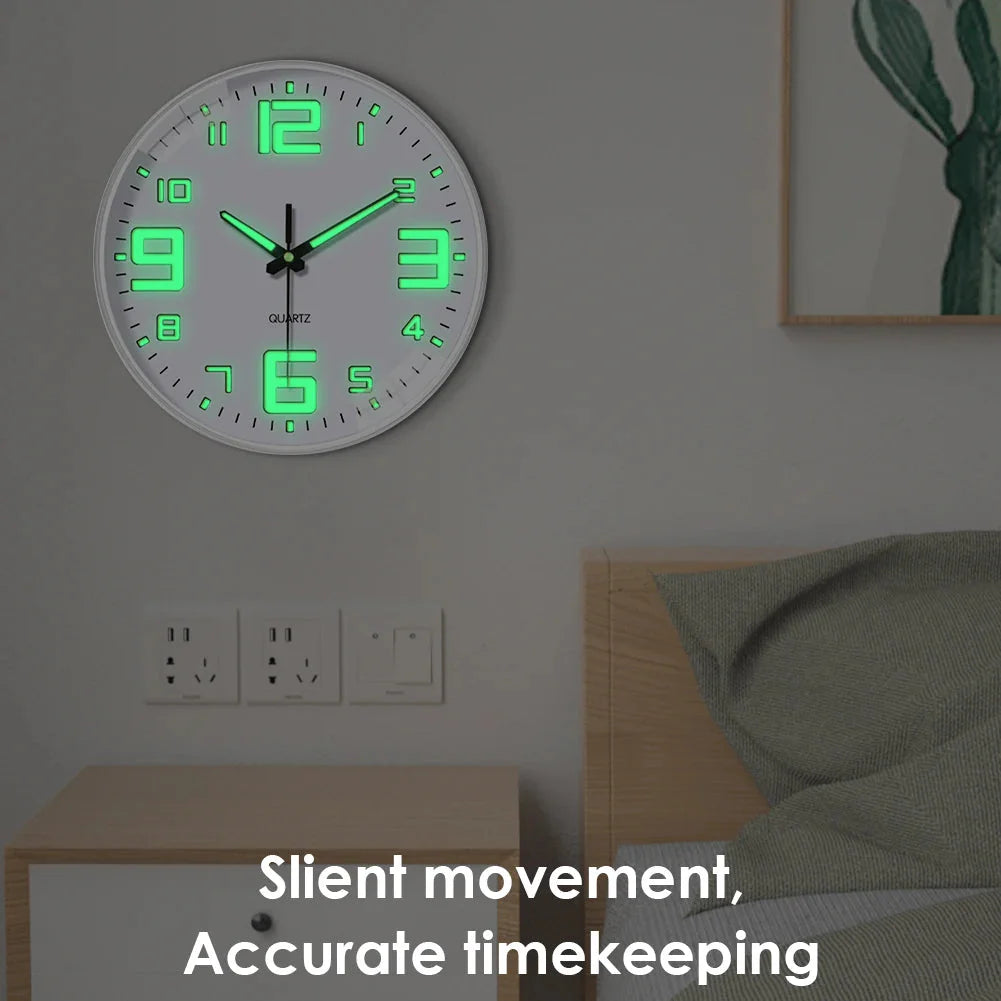 Glow In The Dark Luminous Numbered Round Clock