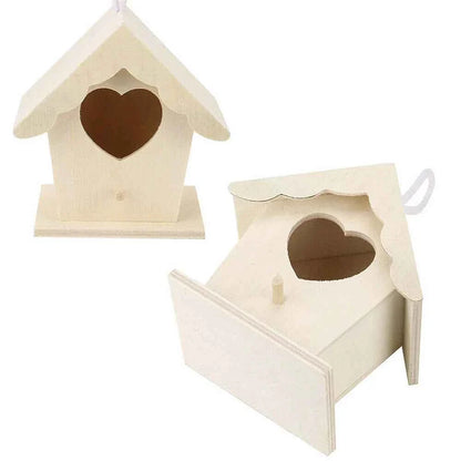 Wooden Bird House Nest Dox Nest House Bird Box Wooden Birdhouse Home Parrot Nest Houses Pet Bedroom Craft Box Garden Decoration