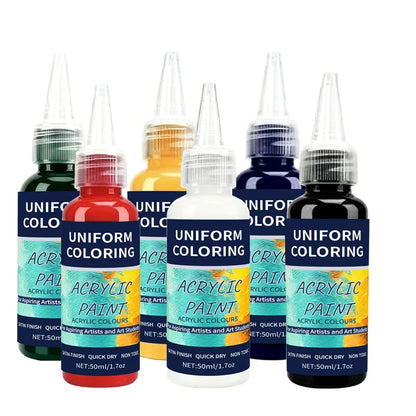 6 Colors Acrylic Paint 50ml/Bottle Satin Finsh Quick Dry Non Toxic Epoxy Resin Pigment Paste For Graffiti Resina Art Painting