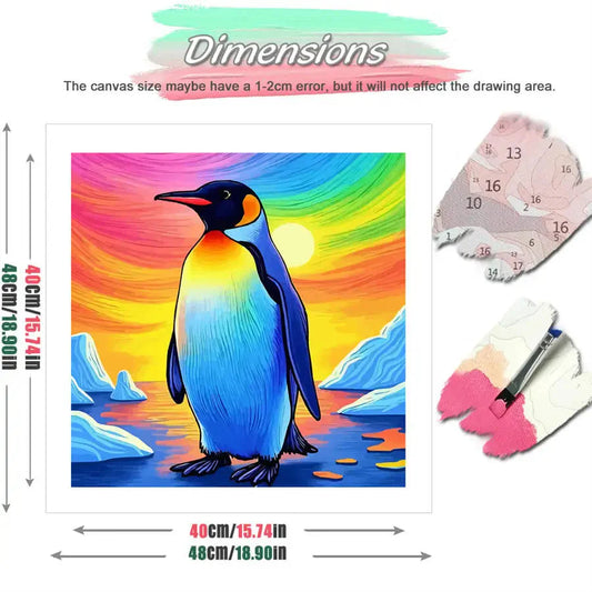 Painting by Number Kits Colorful Penguin Sunset Surreal Artwork  Oil Drawing Animal Artcraft Handpaint Home Decoration-frameles