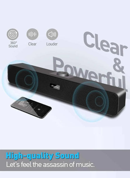 B Computer Speakers with 3.5 mm Aux, Small PC Speakers Powered by USB, USB Soundbar for Monitor，Wired USB Desktop Speaker,