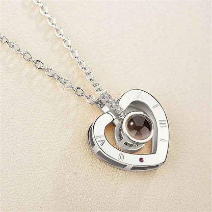 New Letter Necklace 100 Languages I Love You Projection Pendant Necklace Women Jewelry Collier Femme Bijoux Best Friends Gifts