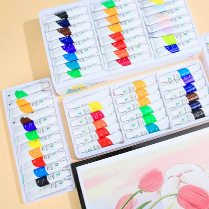 Acrylic Paint Set 12/18/24/36 Colors 12ml Tubes Non-Toxic Waterproof Art Craft Paints for Artists Kids Beginners School Supplies