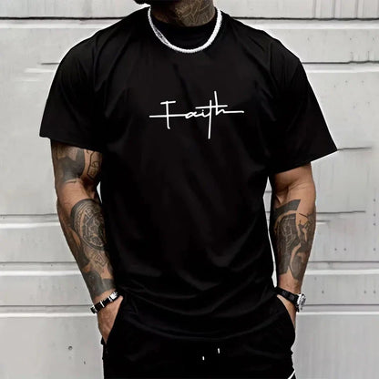 Mens T-shirt Print Casual Short Sleeve Outdoors SportsJogging Loose Tees Daily Lightweight Thin Cotton T-shirt Summer Streetwear