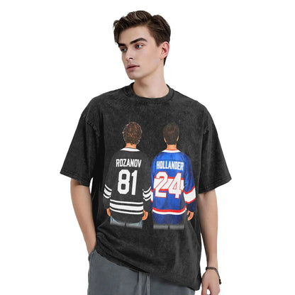Mens T-Shirt Heated Rivalry Shane Hollander Washed T Shirts Hip Hop  Summer Tees Y2K Basic Loose Casual Tops Gift Idea