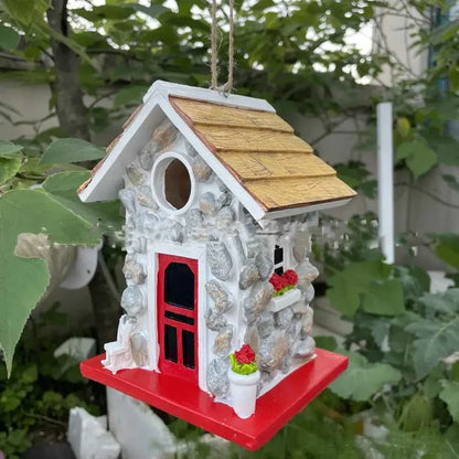 Crafts Resin Bird House Durable Hanging Bird Feeder Exquisite Garden Bird Villas Courtyard