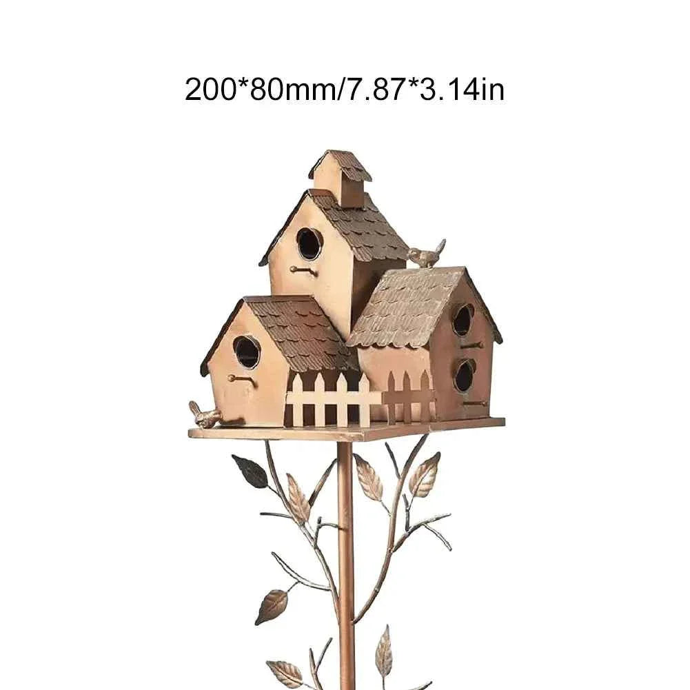 Garden Outdoor Metal Birdhouse Decoration Bird Houses for Outside with Pole Bird House Pole for Garden Yard Decoration