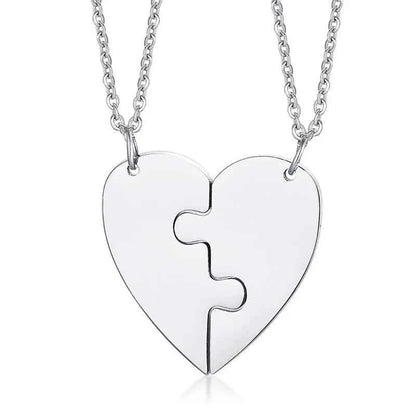 Custom Engrave BFF Friendship Necklaces for 2 Best Friends Gifts, Couple Heart Love Forever Pendant Female BFF Necklaces Set