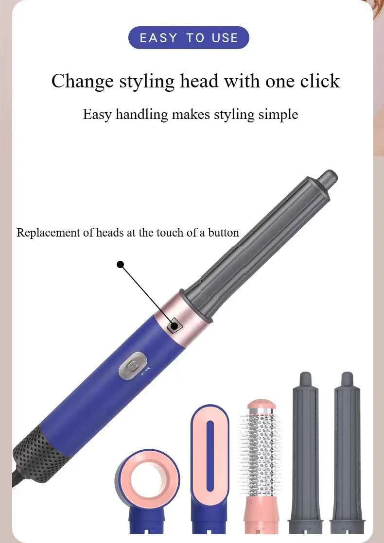 5-in-1 Negative Ion Automatic Curling Iron Multifunction Convenient Hair Dryer Volume Straight Hot Air Comb Curly Girl Method