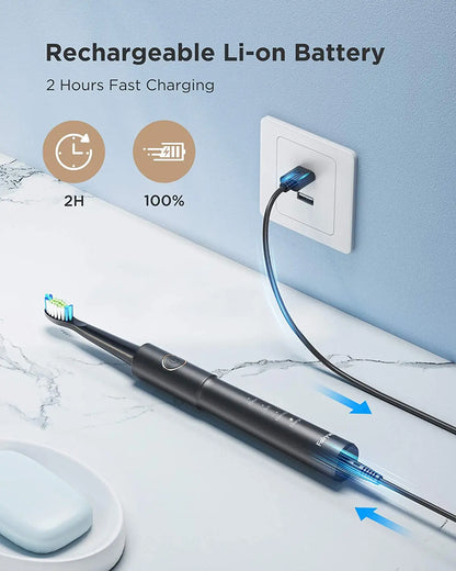 Fairywill Sonic Electric Toothbrush E11 Waterproof USB Charge Rechargeable Electric Toothbrush 8 Brush Replacement Heads Adult