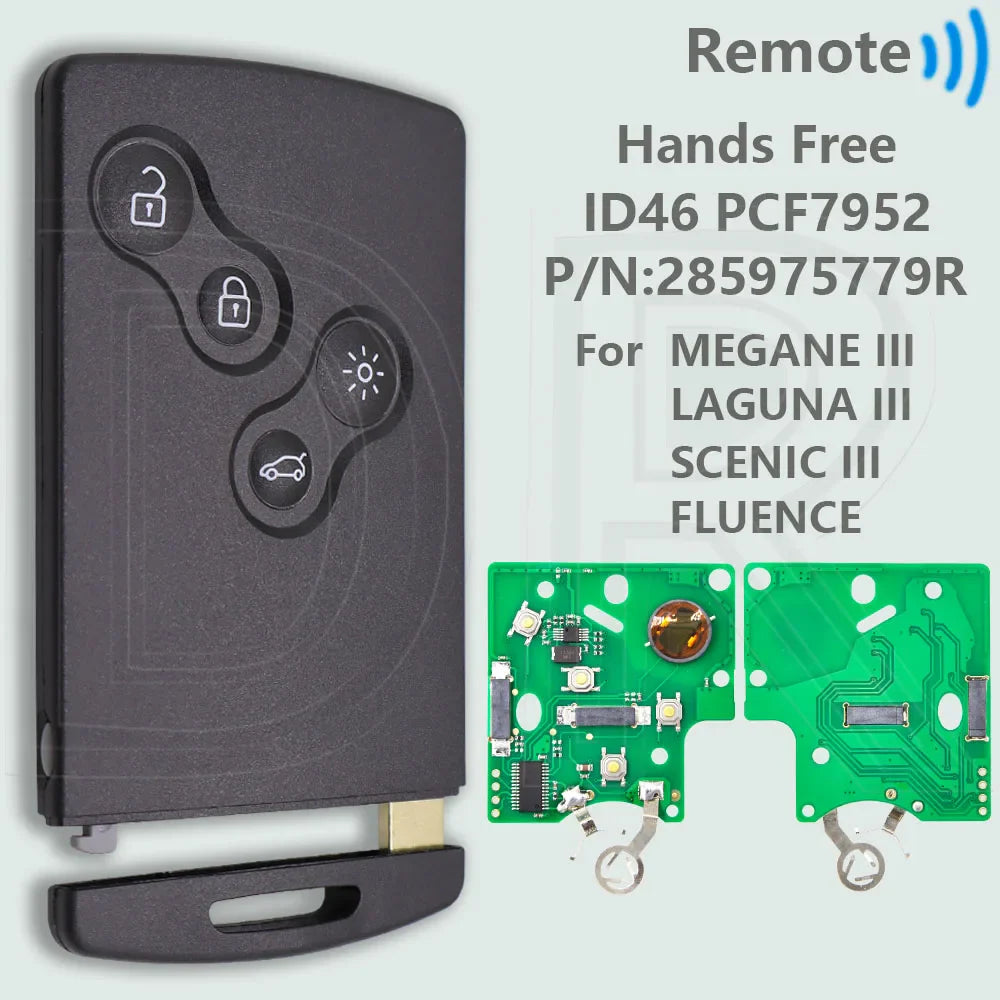 DR Half Smart/Hands Free ID46 4A PCF7953M Smart Car Remote Key For Renault Megane Laguna Grand Scenic Fluence Clio IV Captur