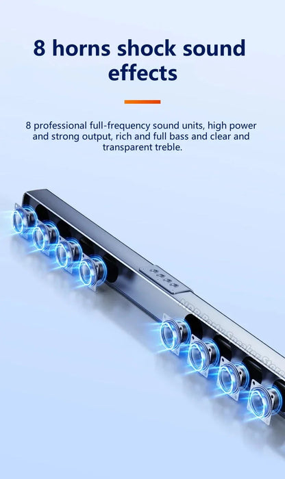 9D Stereo Sound Bar For TV Cinema Echo Wall Bluetooth Speakers COAX AUX U Disk Home Audio Subwoofer 8 Horns 40W High Power
