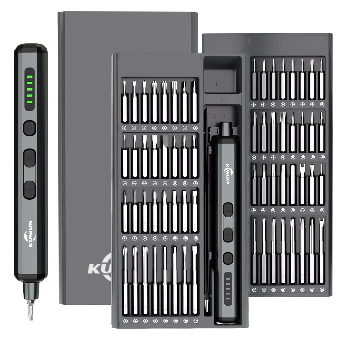 KUNLUN 68-in-1 Mini Electric Screwdriver Set, Small Electric Screwdriver Cordless with 64 Magnetic Bits, 5 Torque Settings,