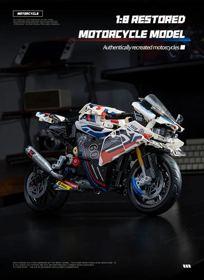1:8 Motorcycle Building Blocks Set Super Motorbike Model Kit Technical Racing Kids Assembled Toys Gifts For Boys And Girls