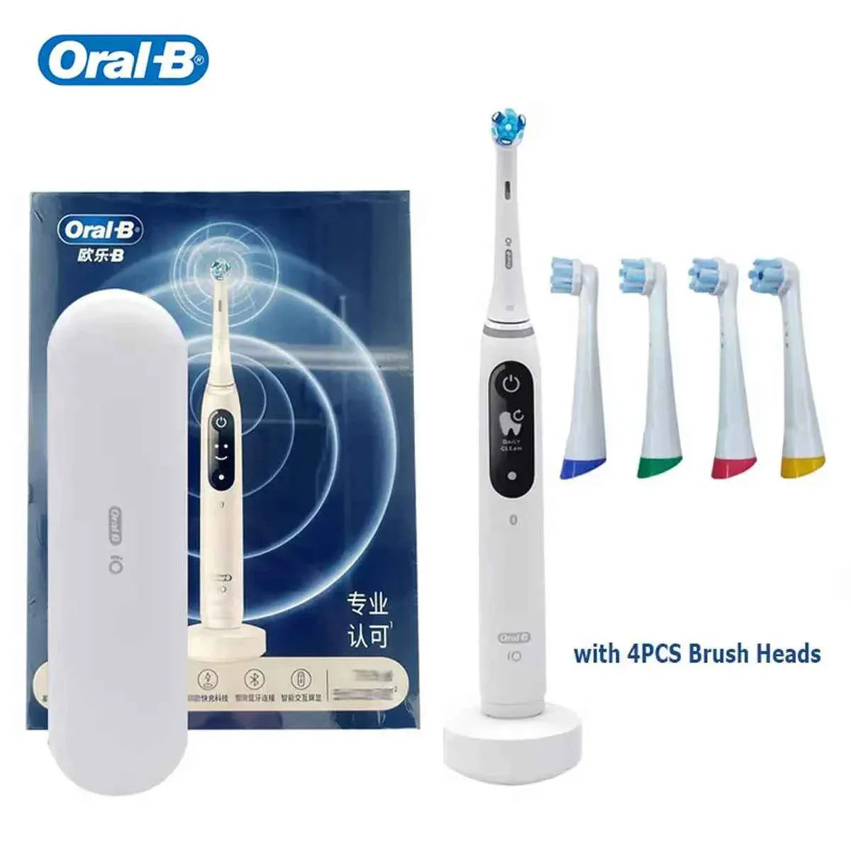Oral-B iO7 Smart Electric Toothbrush with 5 Cleaning Modes Magnetic Technology App Connected Handle with Brush Head Travel Case