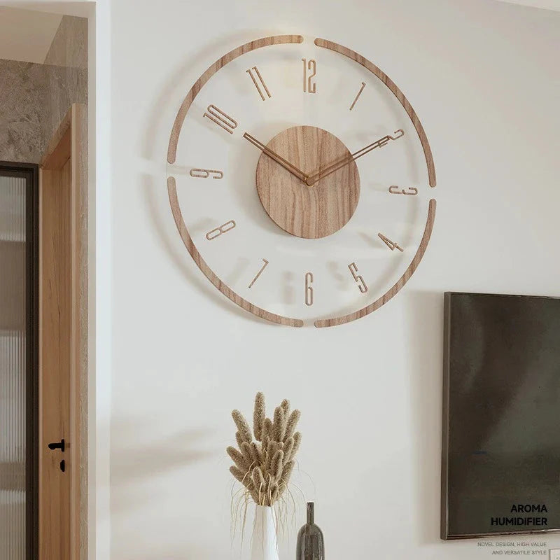 Hot Wall Clock Living Room Decoration Solid Wood Creative Silent Nordic Simple Quartz Clock Luxury Wall Watch Decor Fashion