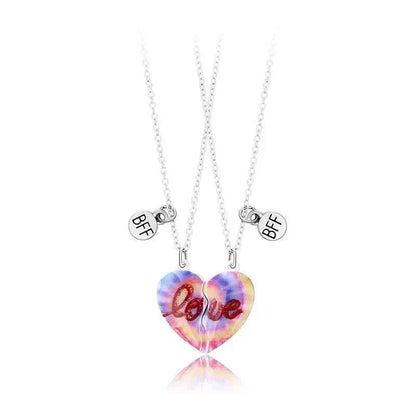 Cute 2 Pcs BFF Necklace Heart Pendant Best Friend Necklace Fashion Couple Chain Necklace Children Friendship Jewelry