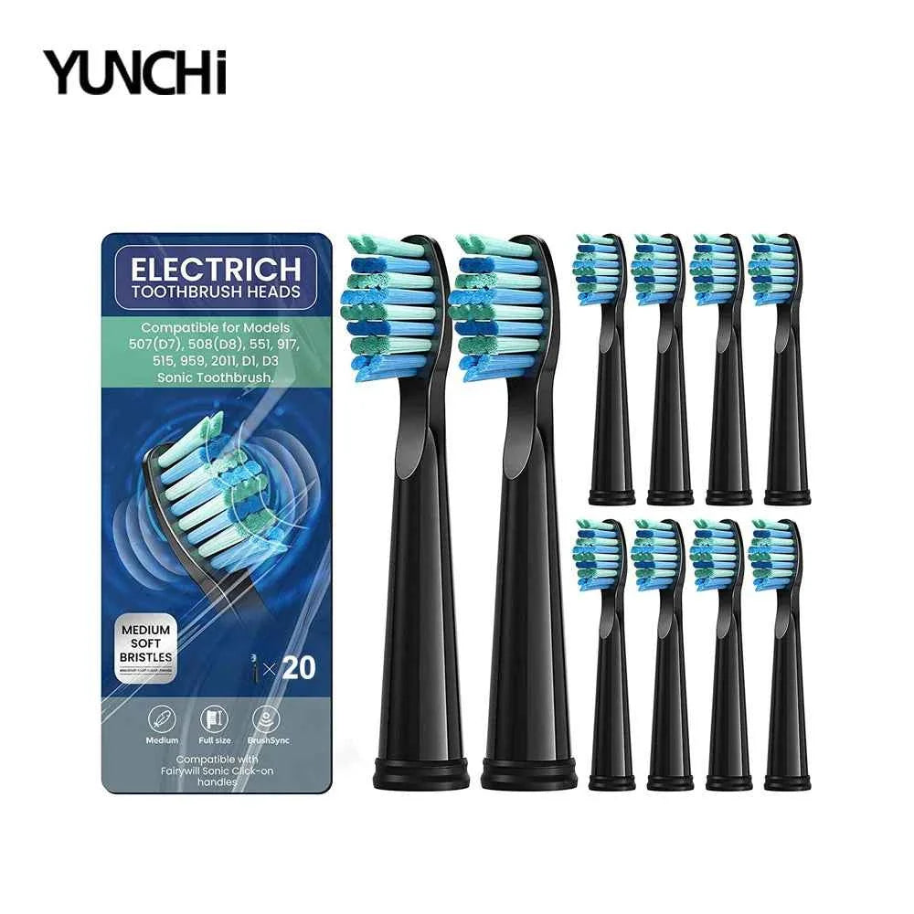 Premium Replacement Toothbrush Heads for Fairywill & Seago - Du Pont Bristles - Compatible with FW-507/508/D1/D3/D7
