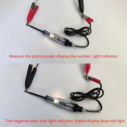 1pc 6V 12V 24V 48V 90V Car Digital Display Test Pen Circuit Test Pen Light Bulb Electric Measuring Pen Repair Tools