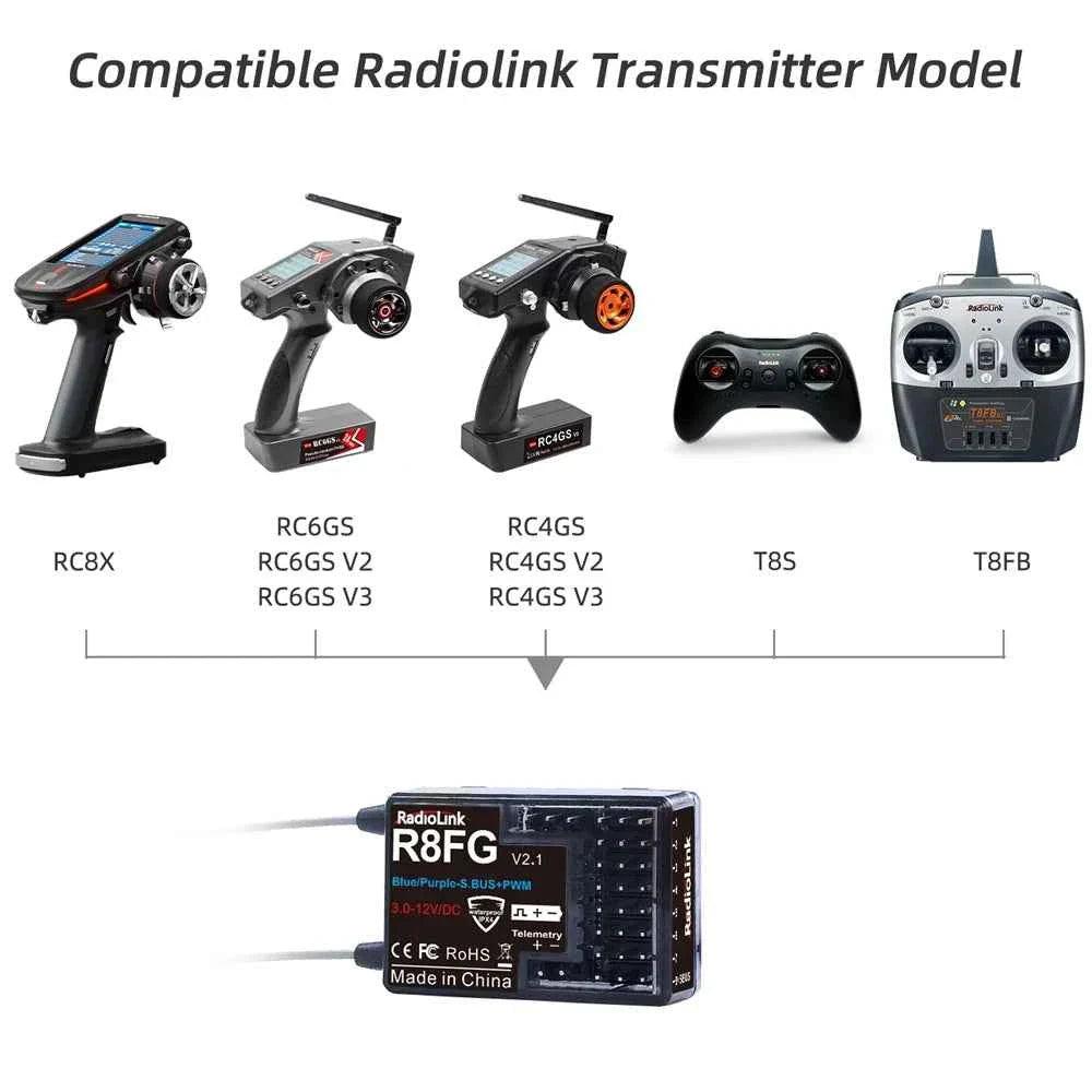 RadioLink RC Receiver R8FGH R8FG R8EF R8FM R8SM R8XM R7FG R6F R4FGM 2.4G Receiver for RC Transmitter RC8X/T8FB/T8S/RC6GS/RC4GS