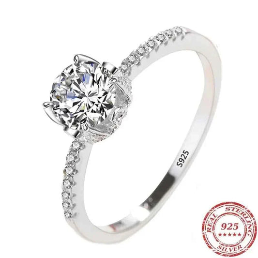 Luxury 925 Sterling Silver Classic Ring for Women jewelry Hollow ball edge diamond crown  80ct imitation diamond women's ring