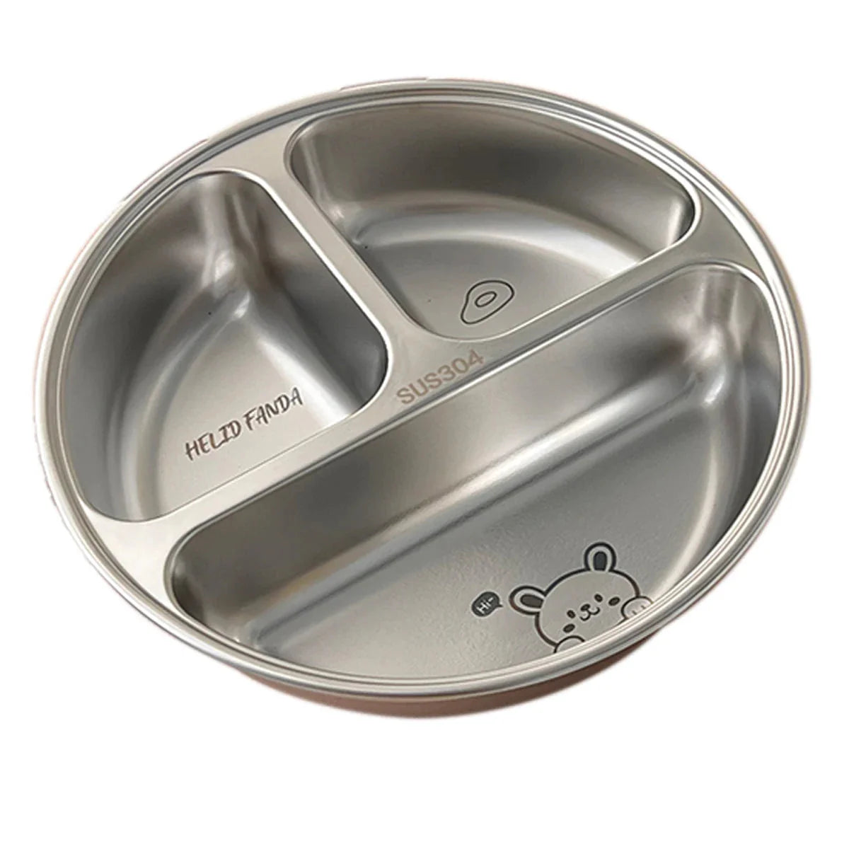 3 Compartments Dinner Plate 304 Stainless Steel Salad Plates Dishes Stackable Portion Control Diet Food Plate Dishwasher Safe