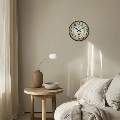 Retro“ Antoine De Praiteon a Paris Dehuis1801” Pattern Wooden Wall Clock Living Room Bedroom Kitchen Home Decoration Wall Clock Silent Quartz Clock Holiday Gift 10 Inches 12 Inches 14 Inches 16inch (Without Battery)