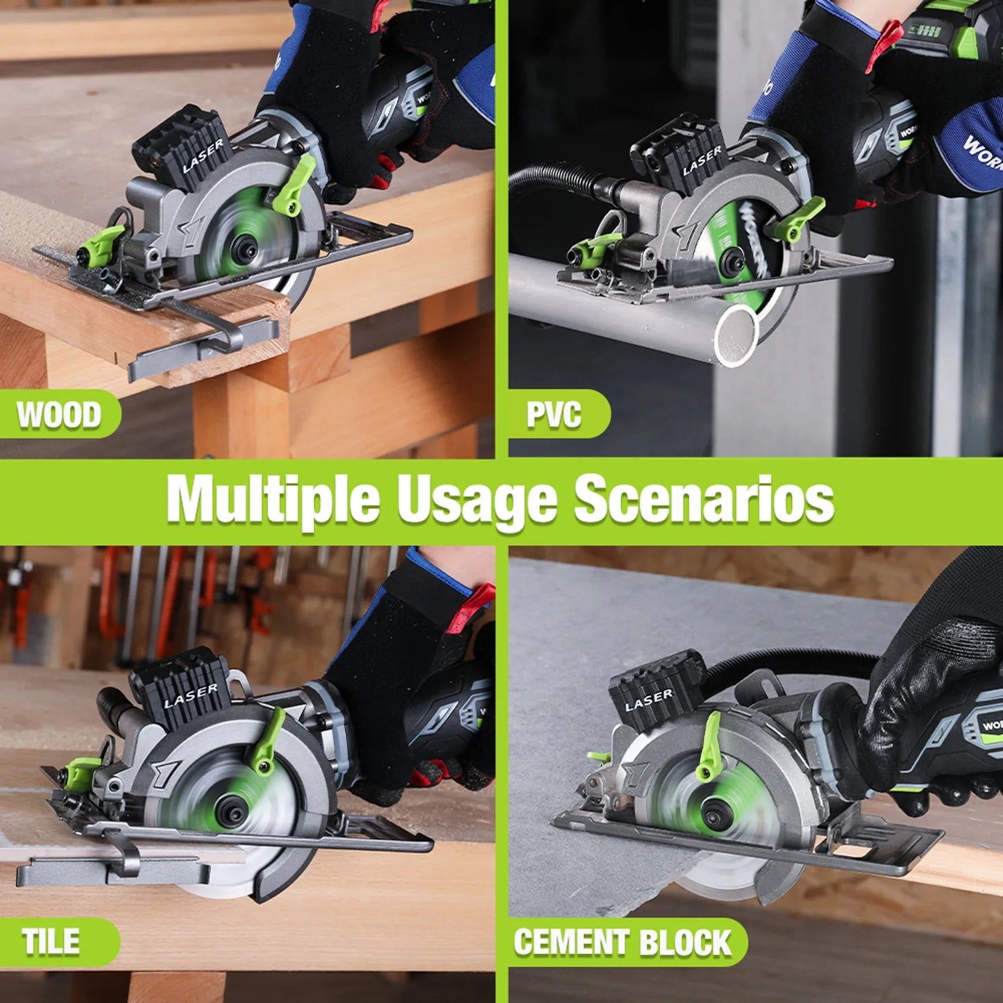 WORKPRO 20V Cordless Electric Circular Saw With Laser For Wood Ceramic Tile 115 mm Saw Blade 710W Electric Circular Saw No Laser