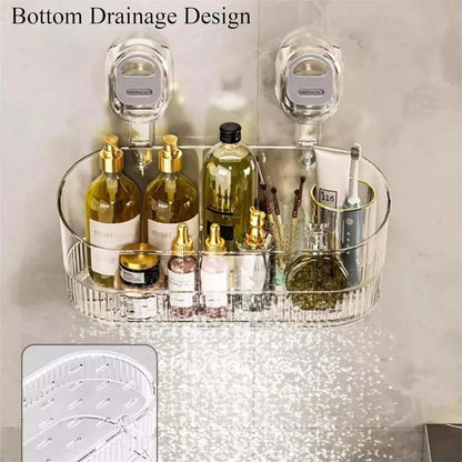 Multi-functional Bathroom Shelf with Suction Cup No Drilling Needed Shower Caddy for Shampoo Conditioner Soap Razors kitchen ﻿