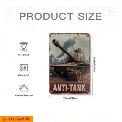 Vintage German Tiger Tank Aluminum Metal Sign - Rustic Wall Art for Home, Bar, Cafe, Garage - 8x12 Inch Gift for Military Fans