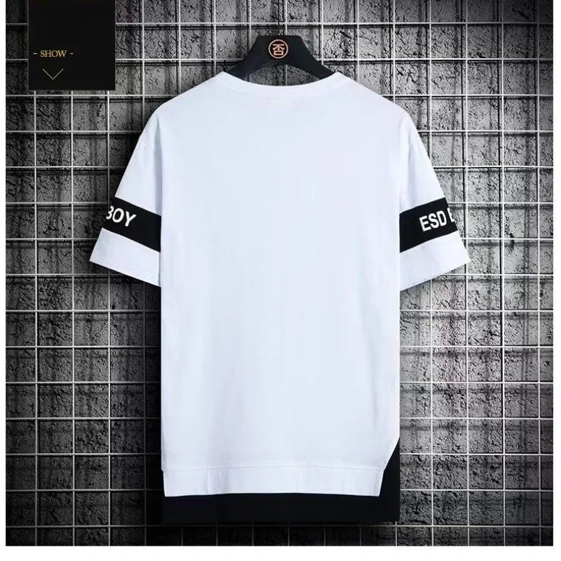 T Shirt for Men Set Summer Hot Selling Men's Short Sleeved T-shirt Casual Versatile Half Sleeved Trend Color Blocking Top Tshirt