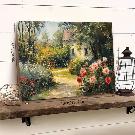 Vintage Floral Garden Canvas Wall Art - Framed Roses & Flowers Print, Perfect Home Decor & Valentine's Gift - AII397