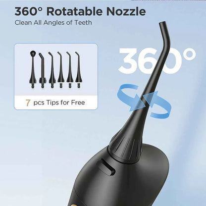 Fairywill Portable Dental Water Flosser - 300ML USB Rechargeable Oral Irrigator with 7 Jet Tips