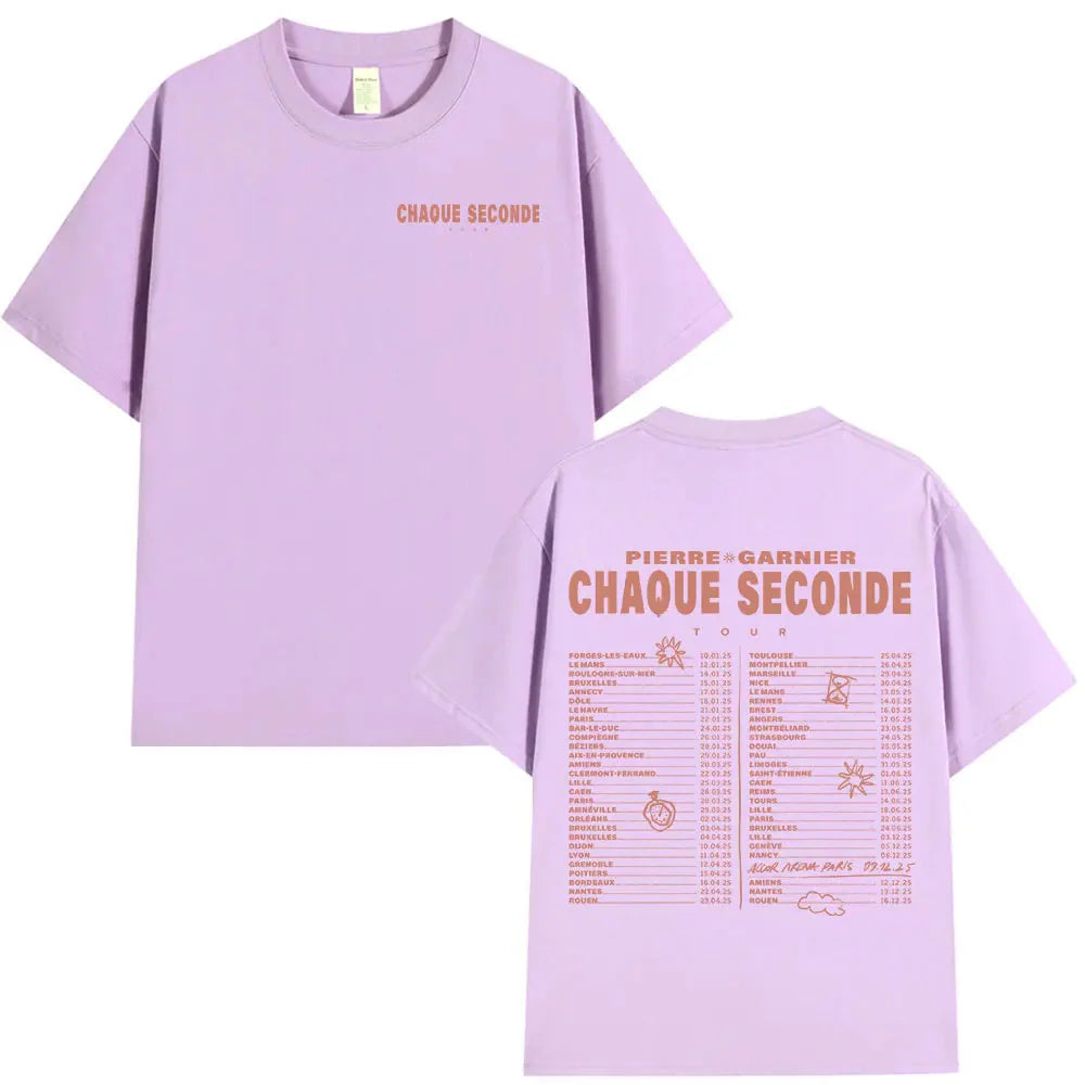 Pierre Garnier Chaque Seconde Tour Merch T-shirts Hip Hop Fashion T-shirt Women Men's Clothing Cotton Casual Oversized T Shirts