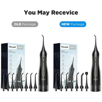 Fairywill Portable Dental Water Flosser - 300ML USB Rechargeable Oral Irrigator with 7 Jet Tips