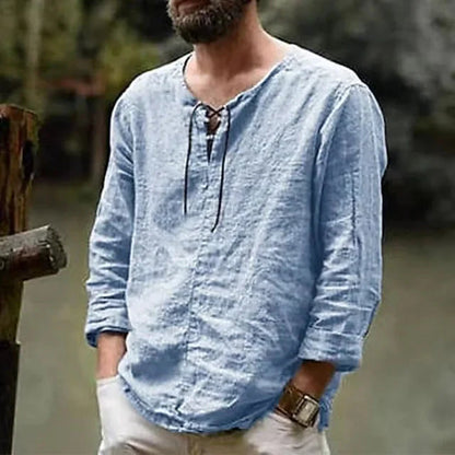 New Spring and Summer Long-sleeved T-shirts for Men's Hot European and American Men's Solid Color Trend