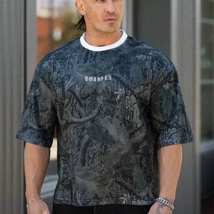 T-shirts Men Summer New Sports Man T-shirts Leisure Mesh Round Neck Fashion Loose And Comfortable Clothing Gym Running Shirts