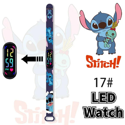 Disney Stitch Digital Kids' Watches Anime Figures LED Luminous Watch Touch Waterproof Electronic Sports Watch Kids Birthday Gift