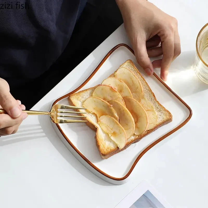 Ceramic Dinner Plate Household Creative Bread Plate Toast Plate Dessert Plates Cake Plates Breakfast Plates Ceramic Tableware